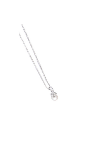 Hovedbilde 10755 Halvlangt s&oslash;lvfarget, hvit perle og stener